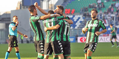 esultanza del Sassuolo nel derby contro il Carpi