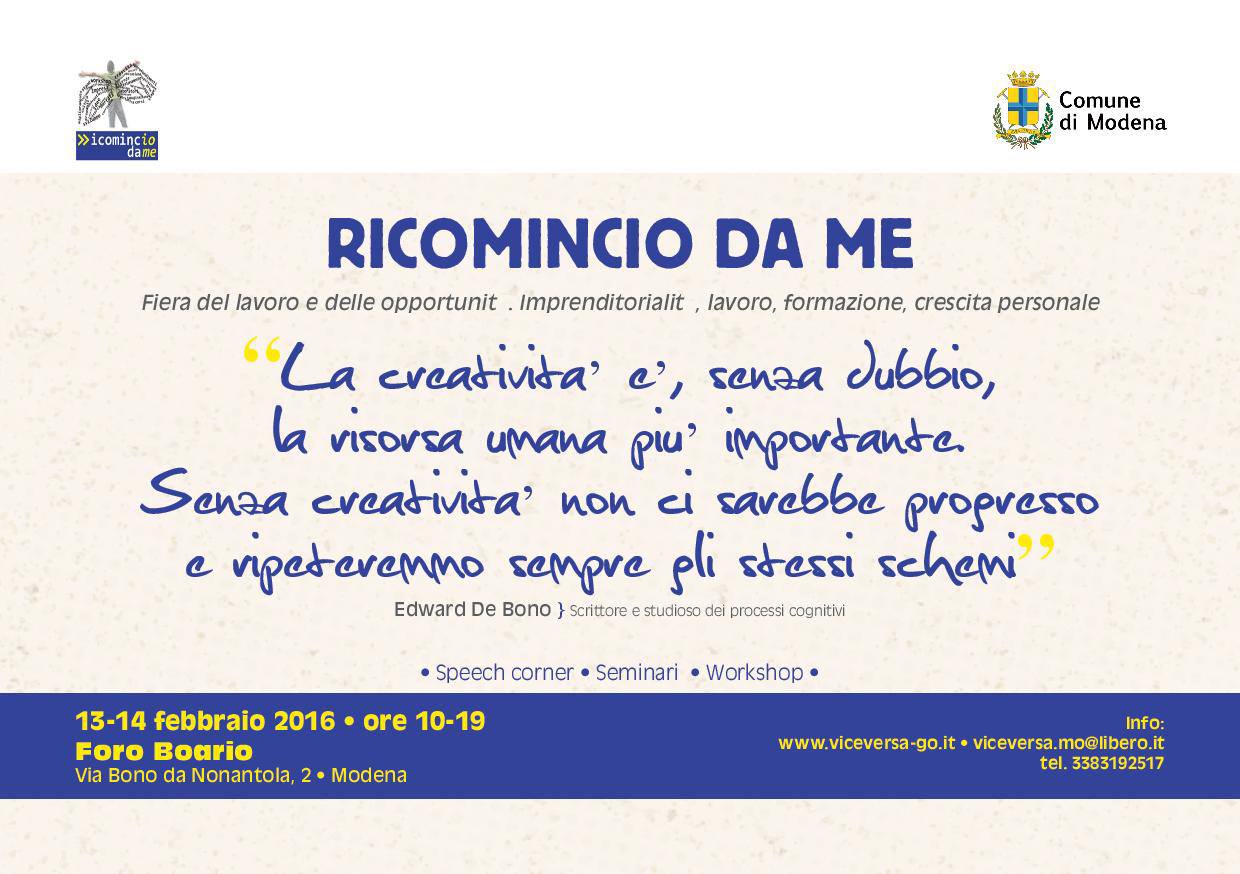 A Modena torna la Fiera “Ricomincio da me”