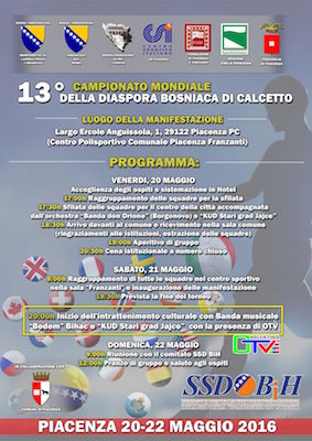 A Piacenza il XIII Campionato Mondiale di calcetto della diaspora bosniaca 13 diaspora bosniaca calcetto
