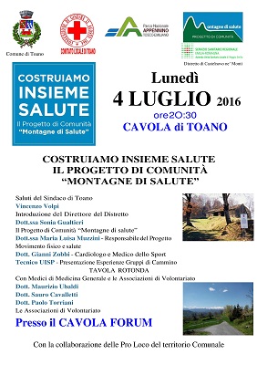 Camminare insieme per prevenire e curare Locandina Montagne di Salute Toano
