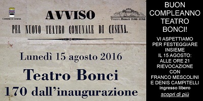 Cesena, Festa di compleanno per il Teatro Bonci Teatro Bonci 170 dall'inaugurazione