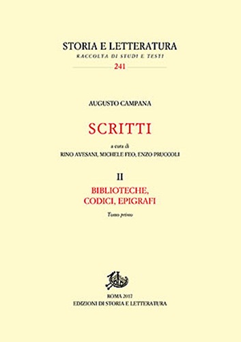 Copertina A.CAMPANA Biblioteche,Codici,Epigrafi