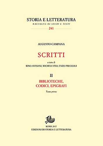 Copertina A.CAMPANA Biblioteche,Codici,Epigrafi