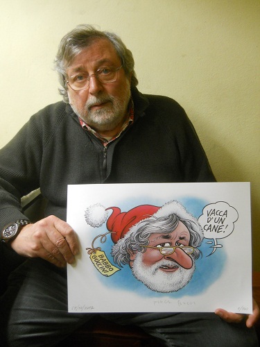 Guccini con caricatura bonfa