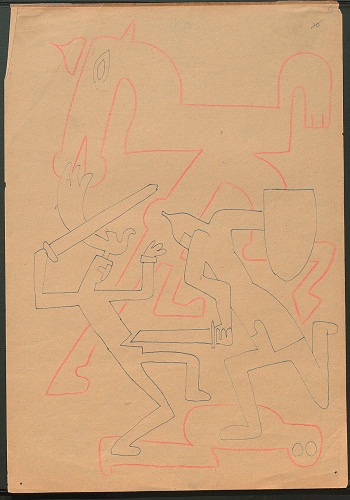 Sergej M. Ejzenstejn- dal ciclo Gedanken zur Musik- 1938- penna e matita rossa su carta- Archivio Statale di Letteratura e Arte di Mosca -RGALI