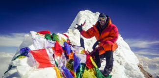 Fabrizio Silvetti sulla vetta del Manaslu