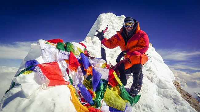 Fabrizio Silvetti sulla vetta del Manaslu