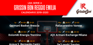 Calendario della Legabasket: esordio della Grissin Bon a Brescia, primo match casalingo con Trento
