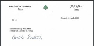 Ambasciatore del Libano al sindaco Alan Fabbri: grazie per l’aiuto ai nostri studenti