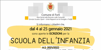 Anno scolastico 2021/2022: apertura delle iscrizioni alle Scuole dell’Infanzia