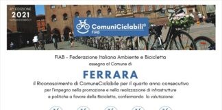 ‘Comuni ciclabili’: a Ferrara il massimo del punteggio attribuito da Fiab per le politiche bike friendly