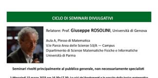 19-20 aprile, all’Università di Parma seminari divulgativi di Matematica con Giuseppe Rosolini dell’Università di Genova
