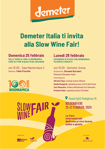 Gli appuntamenti di Demeter Italia allo Slow Wine Fair