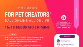 A Rimini raduno di influencer e star a quattro zampe per “For Pet Creators” dal 16 al 18 febbraio