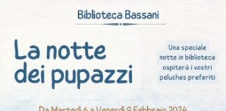 Alla Bassani torna “La notte dei pupazzi”: avventura fra i libri per i piccoli lettori e i loro peluche