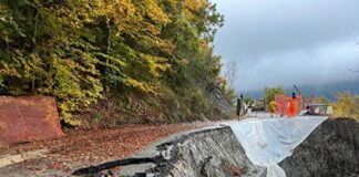 Cedimento della scarpata causa maltempo