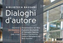 “Dialoghi d’autore”: alla Bassani Francesco Talarico con il suo romanzo “Il giovane incompiuto”