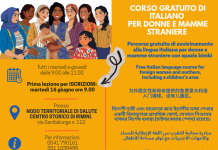 Corso gratuito di lingua italiana per donne straniere al Nodo Territoriale di Salute del Centro Storico di Rimini