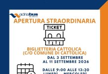 Cattolica, sportello-biglietteria Adriabus in Comune, al via da domani, giovedì 3, fino a venerdì 11 settembre