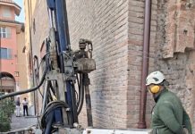 La torre dell’orologio del palazzo del Ridotto interessata dalle indagini geologiche (FOTO)